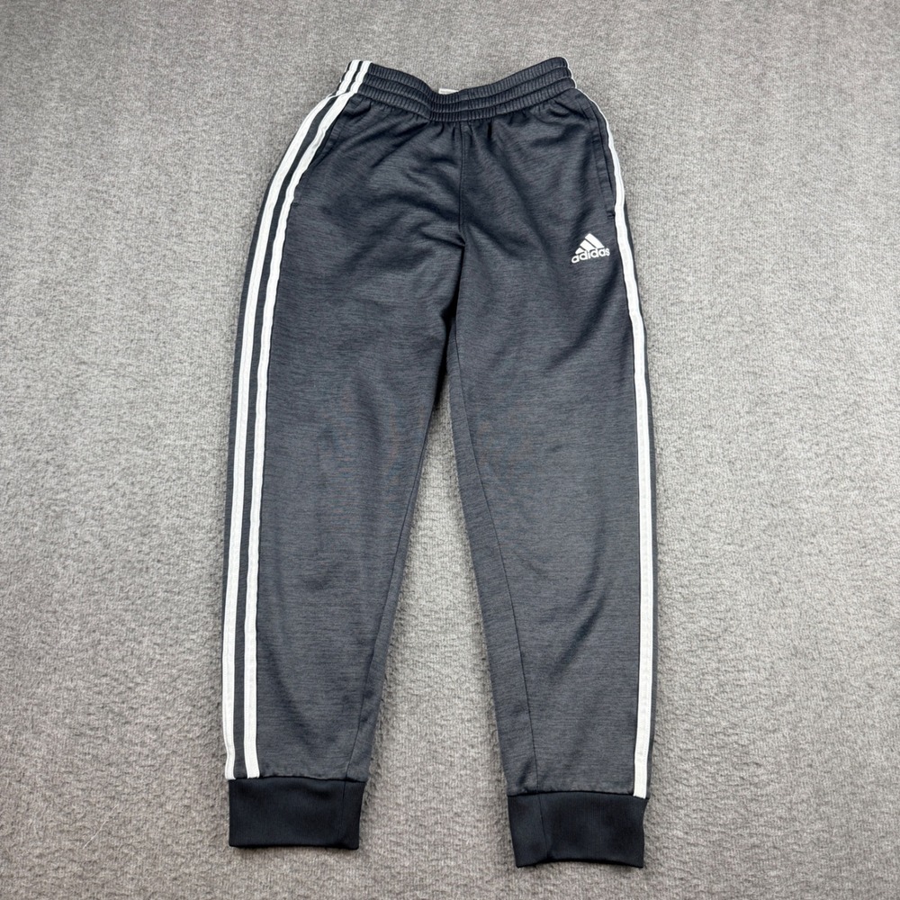 Adidas Kids Boys Gray 3-Stripe Jogger Track Pants Size M 10/12
